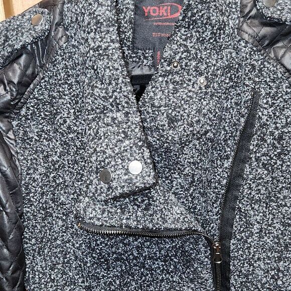 Yoki Outerwear Collection Black Gray Jacket Women M Polyester Wool - Picture 5 of 8